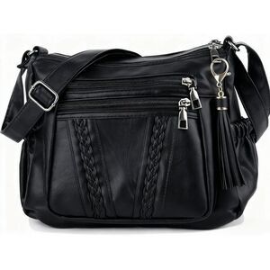 Generic - Crossbody Bags For Women Pocketbooks Soft PU Leath Black